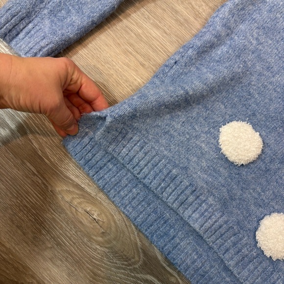 Papaya Blue and White Polka Dot Sweater sz S - Picture 8 of 11